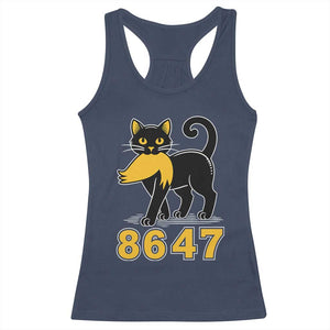 8647 Black Cat Golden Hair Prey Racerback Tank Top Funny Coded Political Satire TS02 Navy Print Your Wear