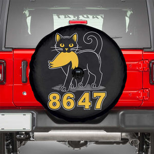 8647 Black Cat Golden Hair Prey Spare Tire Cover Funny Coded Political Satire TS02 Black Print Your Wear