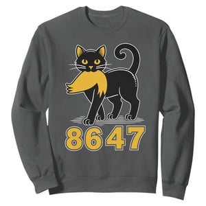 8647 Black Cat Golden Hair Prey Sweatshirt Funny Coded Political Satire TS02 Dark Heather Print Your Wear