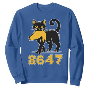 8647 Black Cat Golden Hair Prey Sweatshirt Funny Coded Political Satire TS02 Royal Blue Print Your Wear