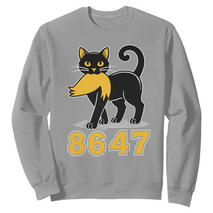 8647 Black Cat Golden Hair Prey Sweatshirt Funny Coded Political Satire TS02 Sport Gray Print Your Wear