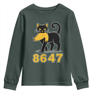 8647 Black Cat Golden Hair Prey Youth Sweatshirt Funny Coded Political Satire TS02 Dark Forest Green Print Your Wear
