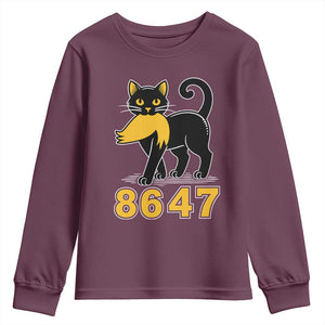 8647 Black Cat Golden Hair Prey Youth Sweatshirt Funny Coded Political Satire TS02 Maroon Print Your Wear