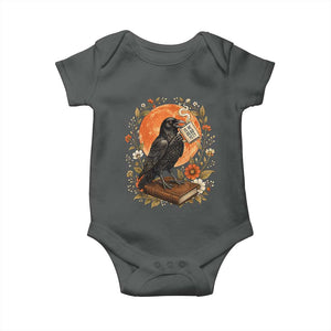 Is He Dead Yet Raven Drinking Coffee Baby Onesie Vintage Book Political Dark Humor TS02 Dark Heather Print Your Wear