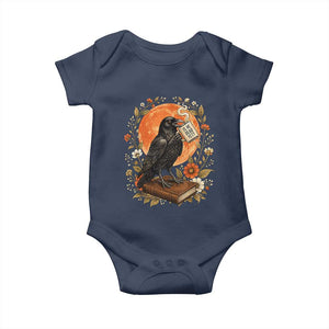 Is He Dead Yet Raven Drinking Coffee Baby Onesie Vintage Book Political Dark Humor TS02 Navy Print Your Wear