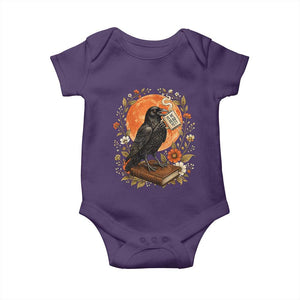 Is He Dead Yet Raven Drinking Coffee Baby Onesie Vintage Book Political Dark Humor TS02 Purple Print Your Wear