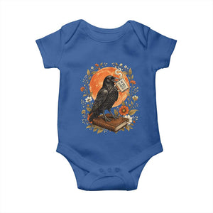Is He Dead Yet Raven Drinking Coffee Baby Onesie Vintage Book Political Dark Humor TS02 Royal Blue Print Your Wear