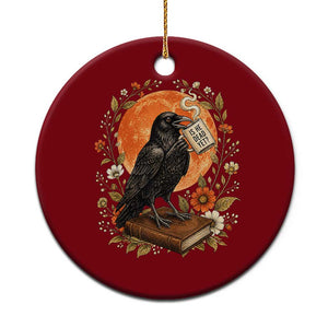 Is He Dead Yet Raven Drinking Coffee Ceramic Ornament Vintage Book Political Dark Humor TS02 1pc Red Print Your Wear