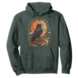 Is He Dead Yet Raven Drinking Coffee Hoodie Vintage Book Political Dark Humor TS02 Dark Forest Green Print Your Wear