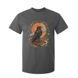 Is He Dead Yet Raven Drinking Coffee T Shirt For Kid Vintage Book Political Dark Humor TS02 Dark Heather Print Your Wear