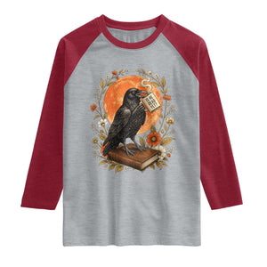 Is He Dead Yet Raven Drinking Coffee Raglan Shirt Vintage Book Political Dark Humor