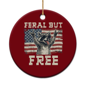 Feral But Free Funny Raccoon Patriotic Ceramic Ornament Cool American Flag Sunglasses Rock On Hand Signs Vintage USA Flag TS02 1pc Red Print Your Wear