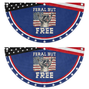 Feral But Free Funny Raccoon Patriotic Fan Flag Cool American Flag Sunglasses Rock On Hand Signs Vintage USA Flag