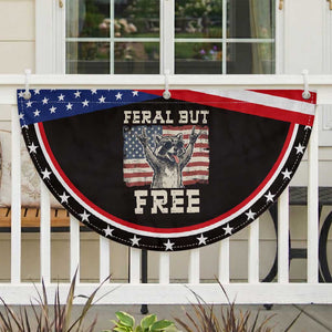 Feral But Free Funny Raccoon Patriotic Fan Flag Cool American Flag Sunglasses Rock On Hand Signs Vintage USA Flag