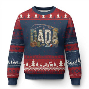 Best Fishing Dada Retro Vintage Outdoorsman Ugly Christmas Sweater Bass Angler Dad Fisherman Fathers Day Gift for Men