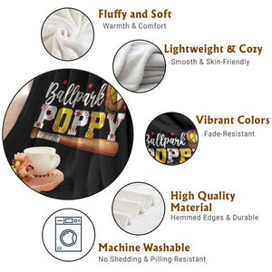 Ballpark Poppy Baseball and Softball Grandpa Throw Blanket Sports Grandfather Game Day Birthday Gifts