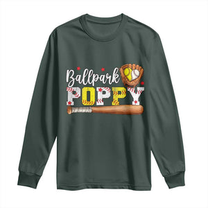 Ballpark Poppy Baseball and Softball Grandpa Long Sleeve Shirt Sports Grandfather Game Day Birthday Gifts