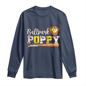 Ballpark Poppy Baseball and Softball Grandpa Long Sleeve Shirt Sports Grandfather Game Day Birthday Gifts