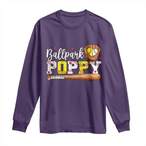 Ballpark Poppy Baseball and Softball Grandpa Long Sleeve Shirt Sports Grandfather Game Day Birthday Gifts