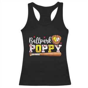 Ballpark Poppy Baseball and Softball Grandpa Racerback Tank Top Sports Grandfather Game Day Birthday Gifts