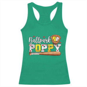 Ballpark Poppy Baseball and Softball Grandpa Racerback Tank Top Sports Grandfather Game Day Birthday Gifts
