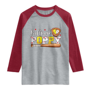 Ballpark Poppy Baseball and Softball Grandpa Raglan Shirt Sports Grandfather Game Day Birthday Gifts