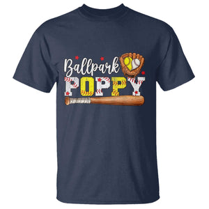 Ballpark Poppy Baseball and Softball Grandpa T Shirt Sports Grandfather Game Day Birthday Gifts