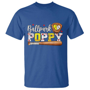 Ballpark Poppy Baseball and Softball Grandpa T Shirt Sports Grandfather Game Day Birthday Gifts