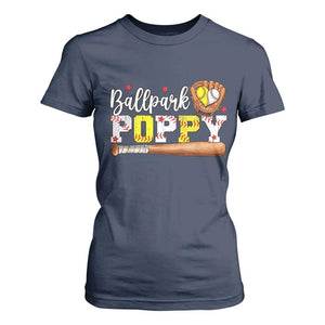 Ballpark Poppy Baseball and Softball Grandpa T Shirt For Women Sports Grandfather Game Day Birthday Gifts