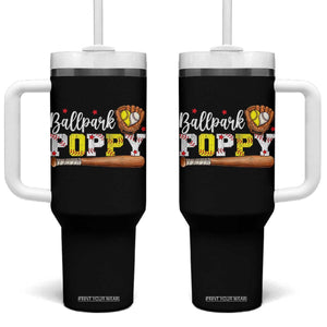Ballpark Poppy Baseball and Softball Grandpa Tumbler With Handle Sports Grandfather Game Day Birthday Gifts