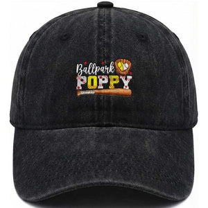 Ballpark Poppy Baseball and Softball Grandpa Washed Cotton Baseball Cap Sports Grandfather Game Day Birthday Gifts