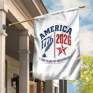 America 250 Years of Greatness Patriotic Garden Flag Vintage 1776 to 2026 Quill and Star Semiquincentennial TS02 Print Your Wear