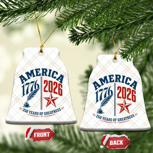 America 250 Years of Greatness Patriotic Ceramic Ornament Vintage 1776 to 2026 Quill and Star Semiquincentennial TS02 Print Your Wear