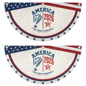 America 250 Years of Greatness Patriotic Fan Flag Vintage 1776 to 2026 Quill and Star Semiquincentennial
