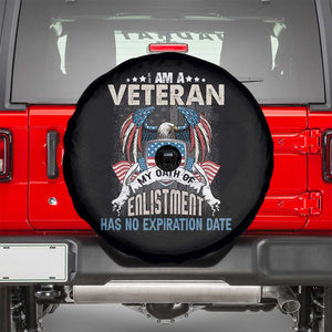 Veteran Spare Tire Cover My Oath Of Enlistment Has No Expiration Date American Bald Eagle US Flag TS02 Black Print Your Wear