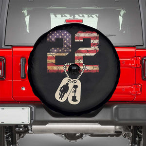 Veteran PTSD Spare Tire Cover 22 Every Day American Flag Dog Tags Suicide Awareness TS02 Black Print Your Wear