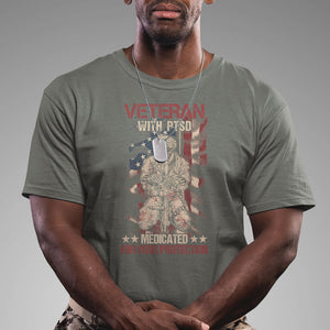 Veteran PTSD T Shirt Medicated For Your Protection American Flag Skeleton Soldier TS02 Printyourwear