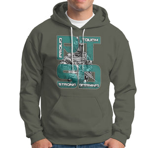 Veteran PTSD Hoodie Proud Tough Strong Determined Teal Ribbon TS02 Printyourwear