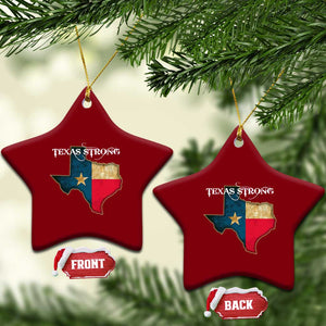 Strong Texas Ceramic Ornament Retro Lone Star State Pride Distressed Flag TS02 Print Your Wear