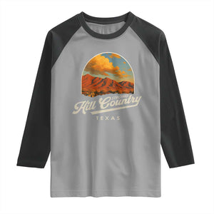 Hill Country Strong Raglan Shirt Texas Support Retro Enchanted Rock TS02 Sport Gray Black Print Your Wear
