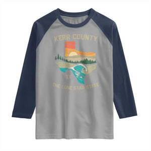 Kerr County Texas Raglan Shirt Retro Hill Country Nature Scene Outdoors TS02 Sport Gray Navy Print Your Wear