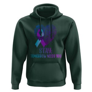 Suicide Prevention Awareness Hoodie Stay Mental Health Suicide Prevention Support Semicolon TS02 Dark Forest Green Print Your Wear