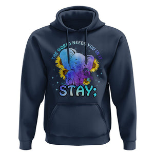 Suicide Prevention Awareness Hoodie Stay The World Needs You Elephant 988 Suicide Prevention TS02 Navy Print Your Wear