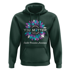 You Matter Sunflower Semicolon Suicide Prevention Awareness Hoodie TS02 Dark Forest Green Print Your Wear