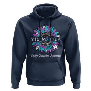 You Matter Sunflower Semicolon Suicide Prevention Awareness Hoodie TS02 Navy Print Your Wear