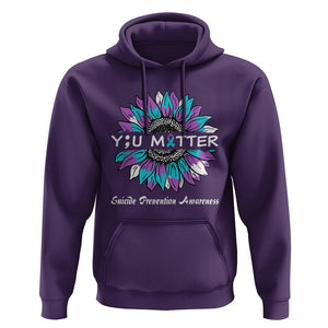 You Matter Sunflower Semicolon Suicide Prevention Awareness Hoodie TS02 Purple Print Your Wear