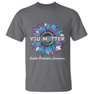 You Matter Sunflower Semicolon Suicide Prevention Awareness T Shirt TS02 Charcoal Printyourwear