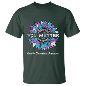 You Matter Sunflower Semicolon Suicide Prevention Awareness T Shirt TS02 Dark Forest Green Printyourwear
