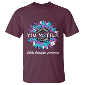 You Matter Sunflower Semicolon Suicide Prevention Awareness T Shirt TS02 Maroon Printyourwear
