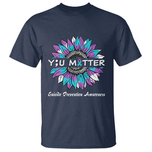 You Matter Sunflower Semicolon Suicide Prevention Awareness T Shirt TS02 Navy Printyourwear